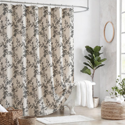 Rustic Vintage Floral Shower Curtain (Beige)