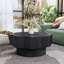 Table basse 31,50 "en forme de fleur avec rangement, placage en bois naturel, noir | Idée cadeau-1135052755