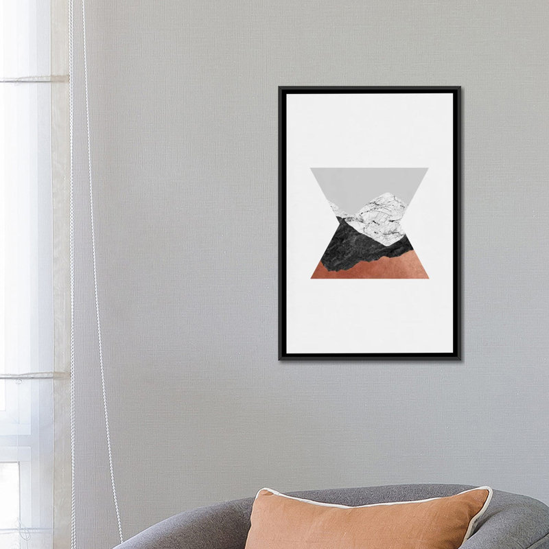 «Geometric IV», impression sur toile, H 26 po x l 18 po x P 1,5 po, Toile encadrée noire, Pas de tapis