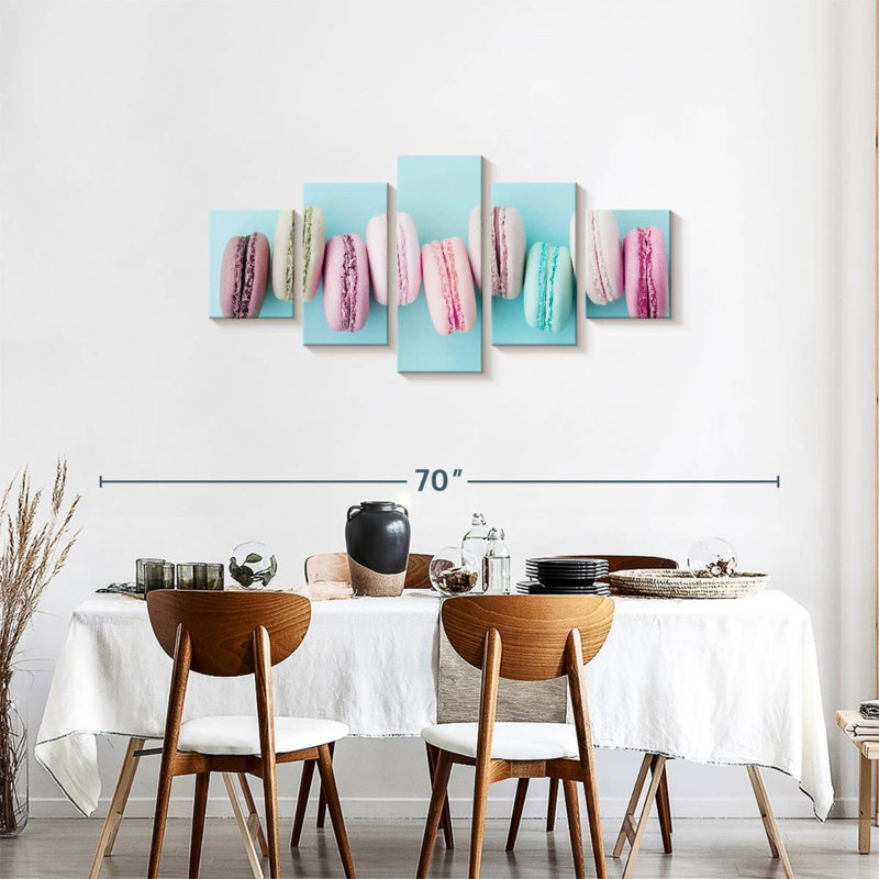 Délectable macarons sur toile, 5 pièces, H 55 po x l 24 po x P 1,25 po