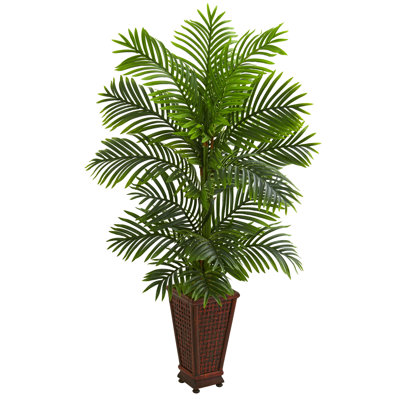 60'' Faux Palm Tree in Wood Planter