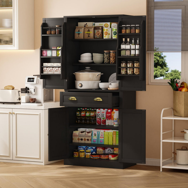182cm Kitchen Pantry, Black