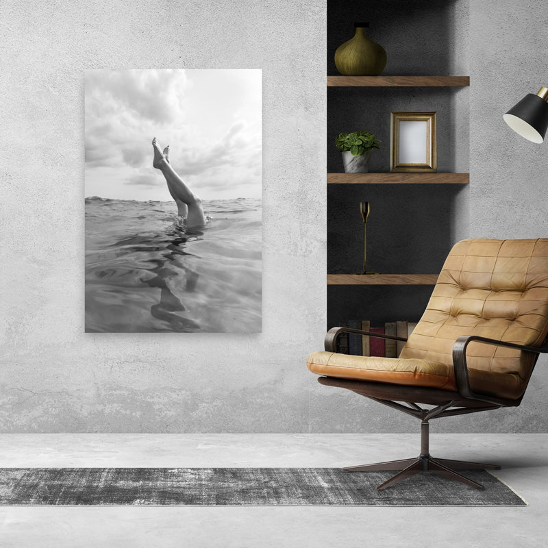 Graceful Legs Ocean Dip Abstract Dolphin Coastal Wall Art Print, 48" H x 32" W