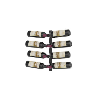 Lleucu 8-Bottle Helical Wall-Mounted Metal Wine Rack Kit in Matte Black - 20" tall, Dual Depth