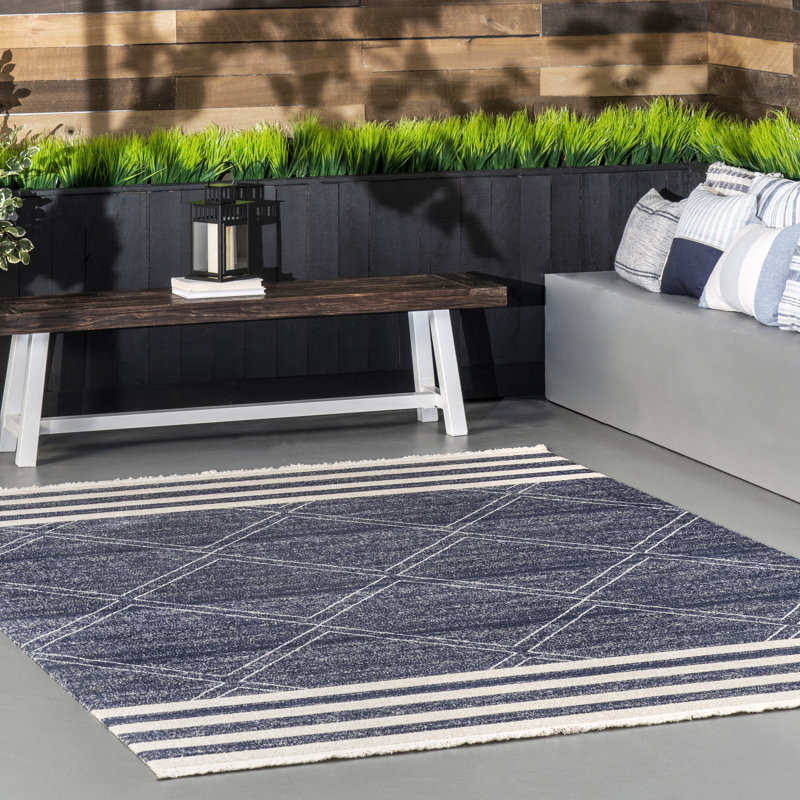 Tapis intérieur / extérieur bleu Jenning, Rectangle de 3 pi x 5 pi