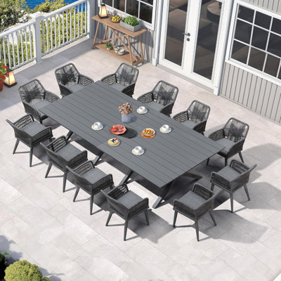 Ensemble repas extérieur pour 12 personnes avec coussins Hokku Designs