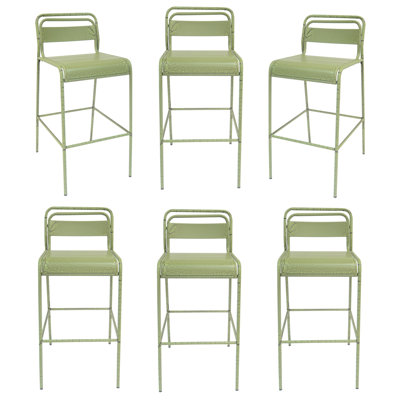 Fer à repasser extérieur de 6, finition craquelée mate, tabourets de style lattes pour 6 personnes, avec chaises froides