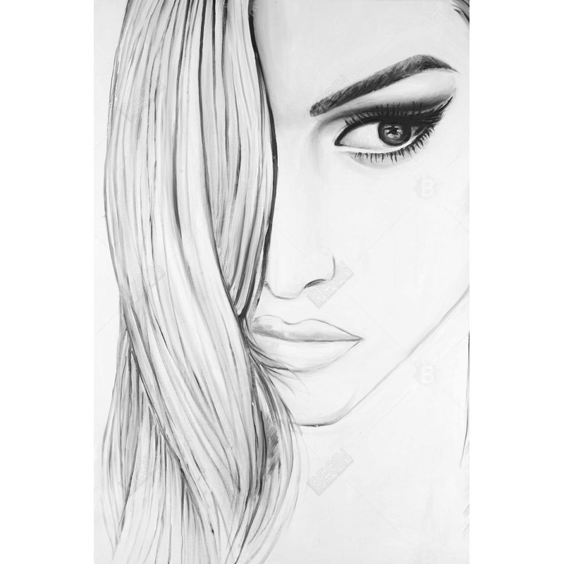 «Portrait noir et blanc», H 36 po x l 24 po