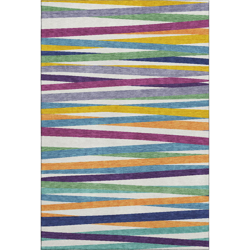 Premium Machine Washable Natoma AMF997 Stripes Rug, Rectangle 3' x 5'