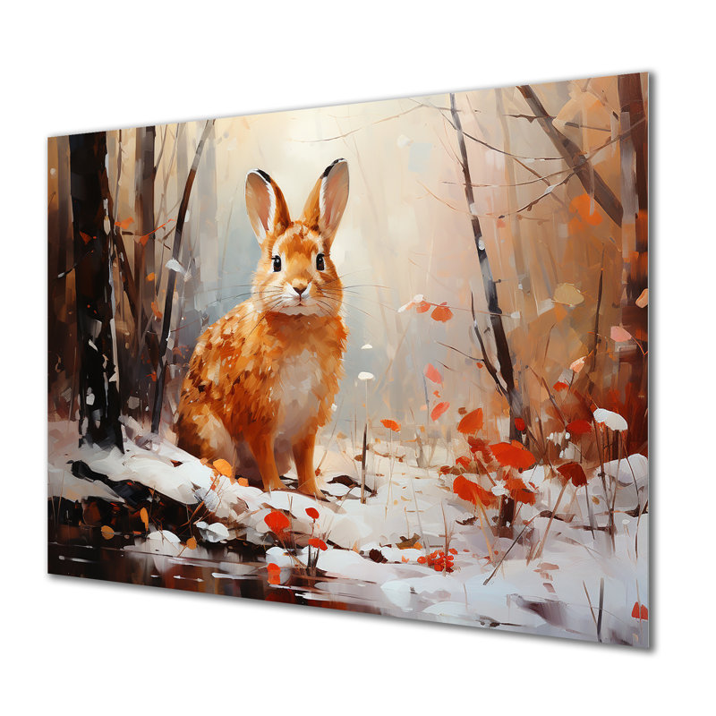 Frosty Rabbit Winter Solitude - Lapin animalier, art mural en métal, H 12 po x l 20 po x P 1 po