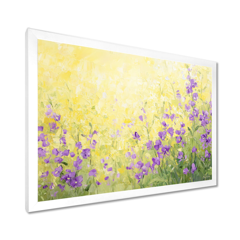Lueur dorée des fleurs sauvages de l'été - Art mural fleurs sauvages, H 34 po x l 44 po, Blanc