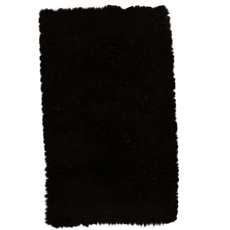 Tapis noir noué à la main de haute qualité, Rectangulaire 3 pi x 5 pi