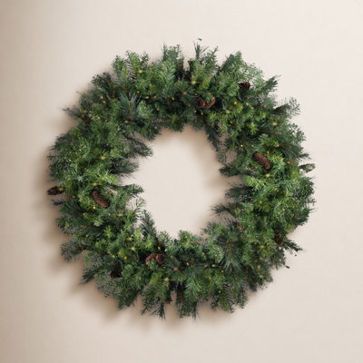 Faux Lighted Fir Wreath