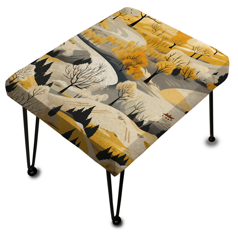 Paysage d'automne jaune minimalisme - repose-pieds rectangulaire floral