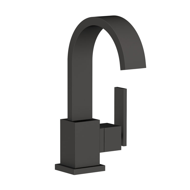 Secant Single Hole Bathroom Faucet with Drain Assembly, Flat Black