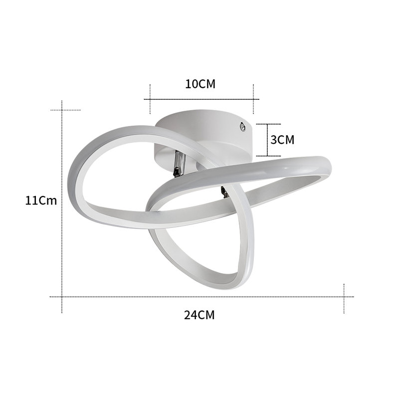 Modern LED Ceiling Light, 20W Modern Spiral Design LED Lamp, White, 3000K-6000K(Color Temperature Adjustable)