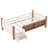Twin Size Solid Wood Kids Floor Bed with Storage Bookcases, Guardrails, and Stairs, No Box Spring, Beige-803851181-803851179