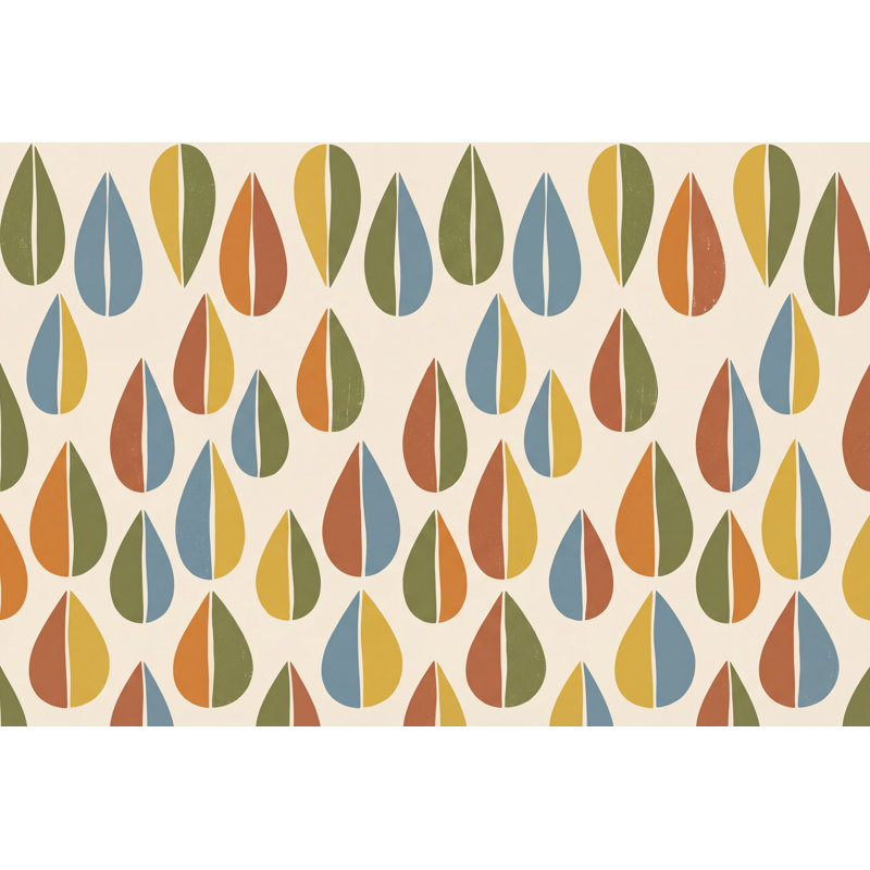 Décoration murale rétro rétro Mid-Century, 120 po x 96 po, Peler et coller