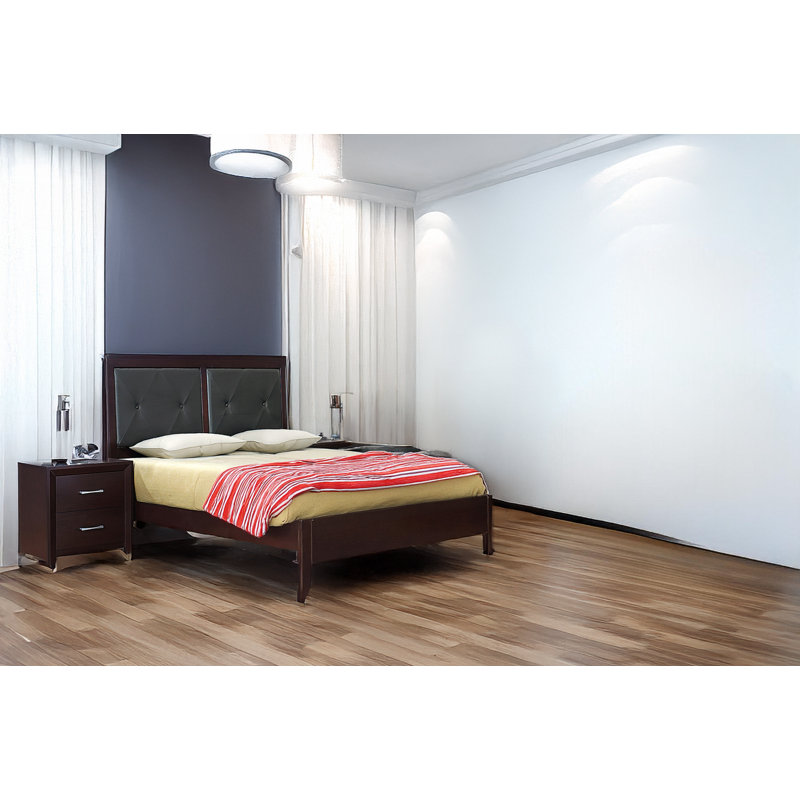 Floyd Espresso Faux Leather Upholstered Tufted Platform Bedroom Set, Grand