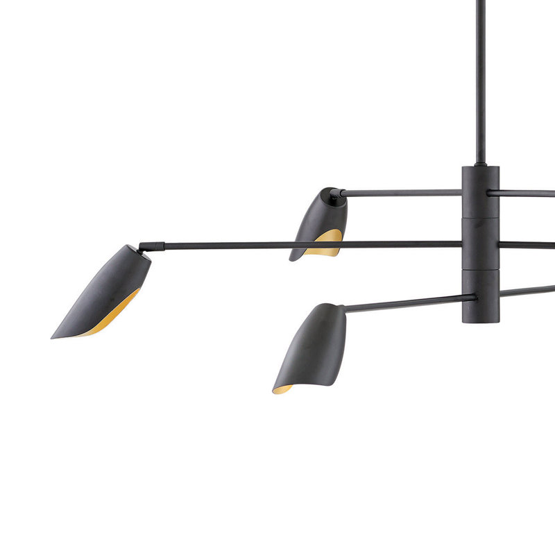 Lustre linéaire moderne Bondy Spoutnik, Noir, H 11 po x l 50 po x P 50 po