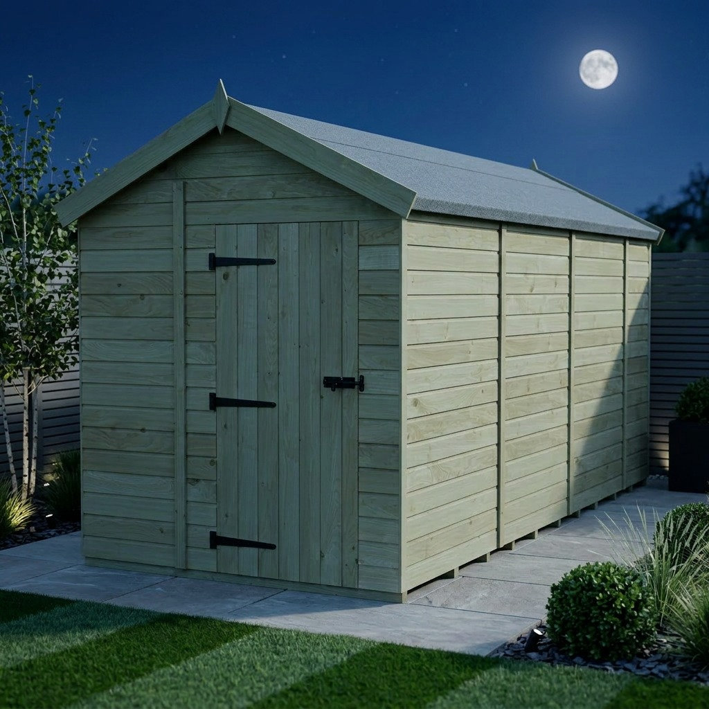 Total Sheds 7ft x 15ft Apex Garden Shed - Single Door - No Windows - Pressure Treated Timber - UK Manufactured