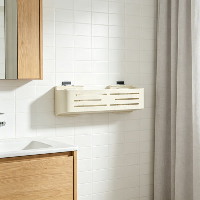 Suction Cup Shower Caddy 2-Pack, No Drill Shower Shelves with Towel Bar, Aluminum Rust Proof Bathroom Organizer with 12 Hooks for Smooth Surfaces