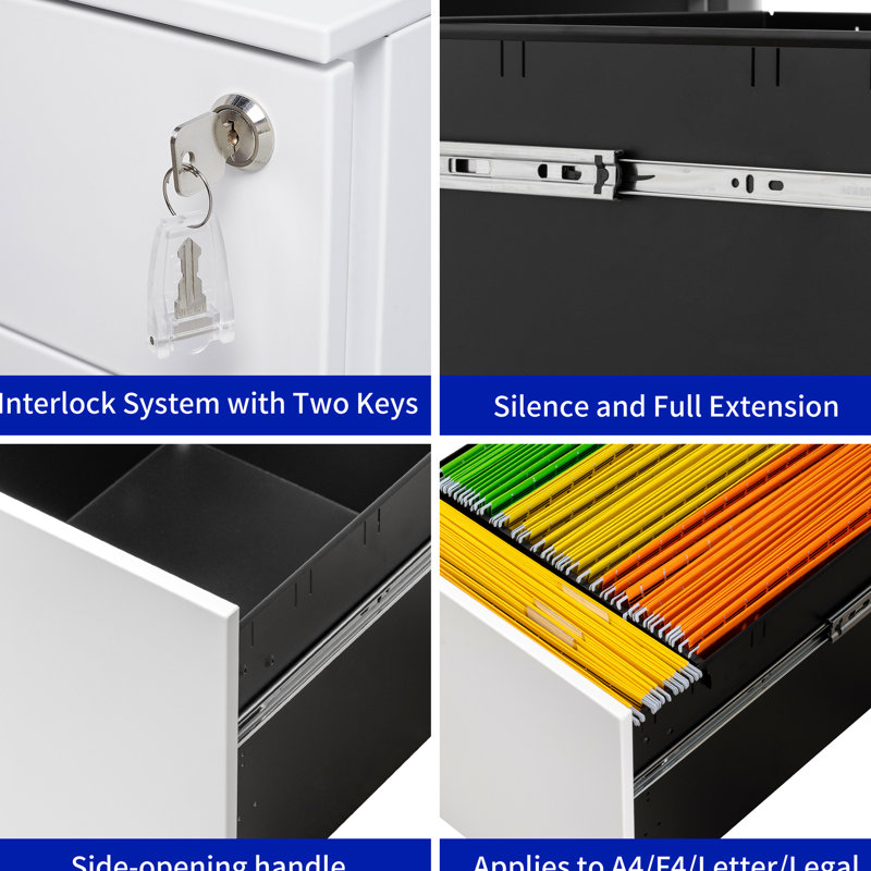 Locked Steel File Cabinet With 2 Drawers, White, Suits Legal/letter/a4/f4 Size Storage Requirements In Various Settings Accommodates Folders For Office Use