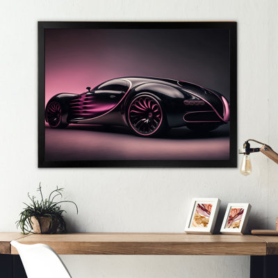 «Futuristic Bugatti Design» en noir et magenta IV, reproduction sur toile
