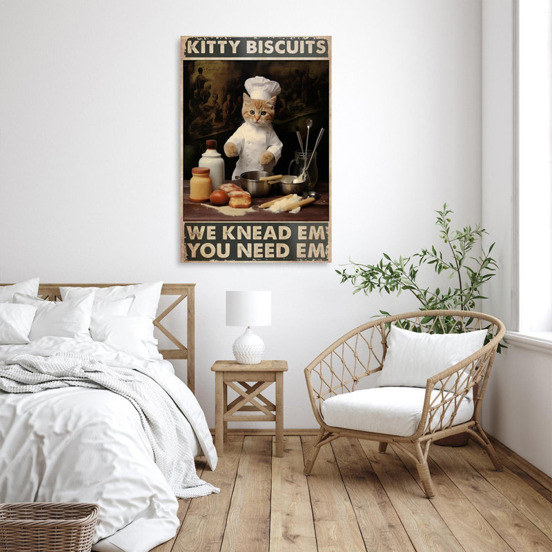 " Kitty Biscuits - 1 Piece Rectangle Graphic Art Print On Wrapped Canvas ", L 11 po x H 14 po