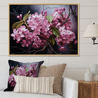 Noir, énigme, charme lilas rose sur toile