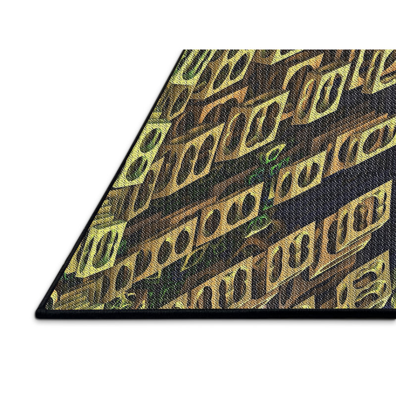 Tapis vert/brun à motifs, Rectangle de 5 pi x 8 pi
