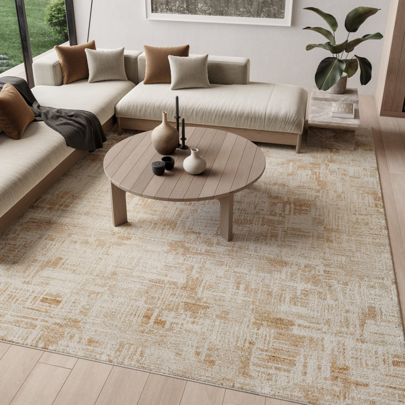 Lafever 7'10" x 9'10" Ivory Taupe Modern Indoor Rug, Rectangle 7'10" x 9'10"
