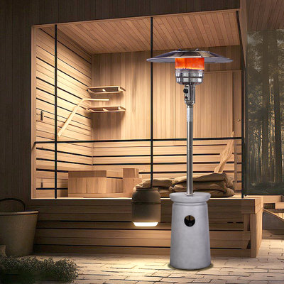 Afterglow 48,000 BTU Terrafab Base Patio Heater, Internal Gas Tank, Light Gray