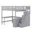 Lit mezzanine avec bureau intégré en forme de L et tablettes de rangement à trois niveaux, et escalier de rangement attaché-1728796594
