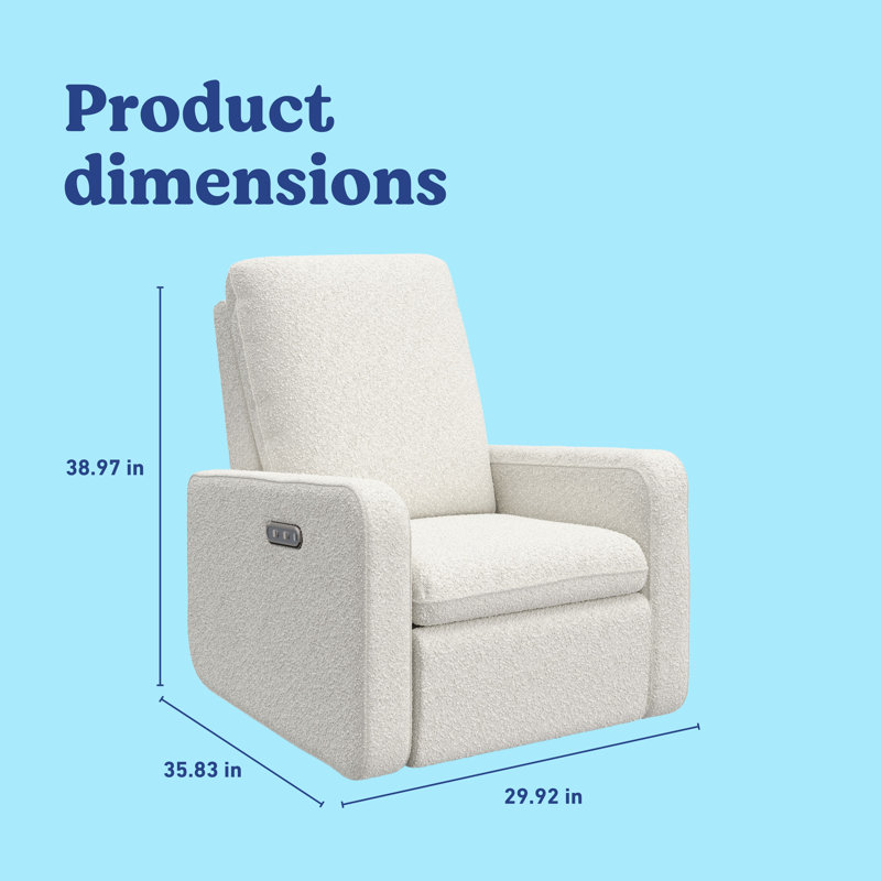 Teddi Power Recliner With USB, Ivory Boucle