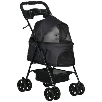 Dog Pram Dog Stroller with Safety Leashes for Small Dogs Black