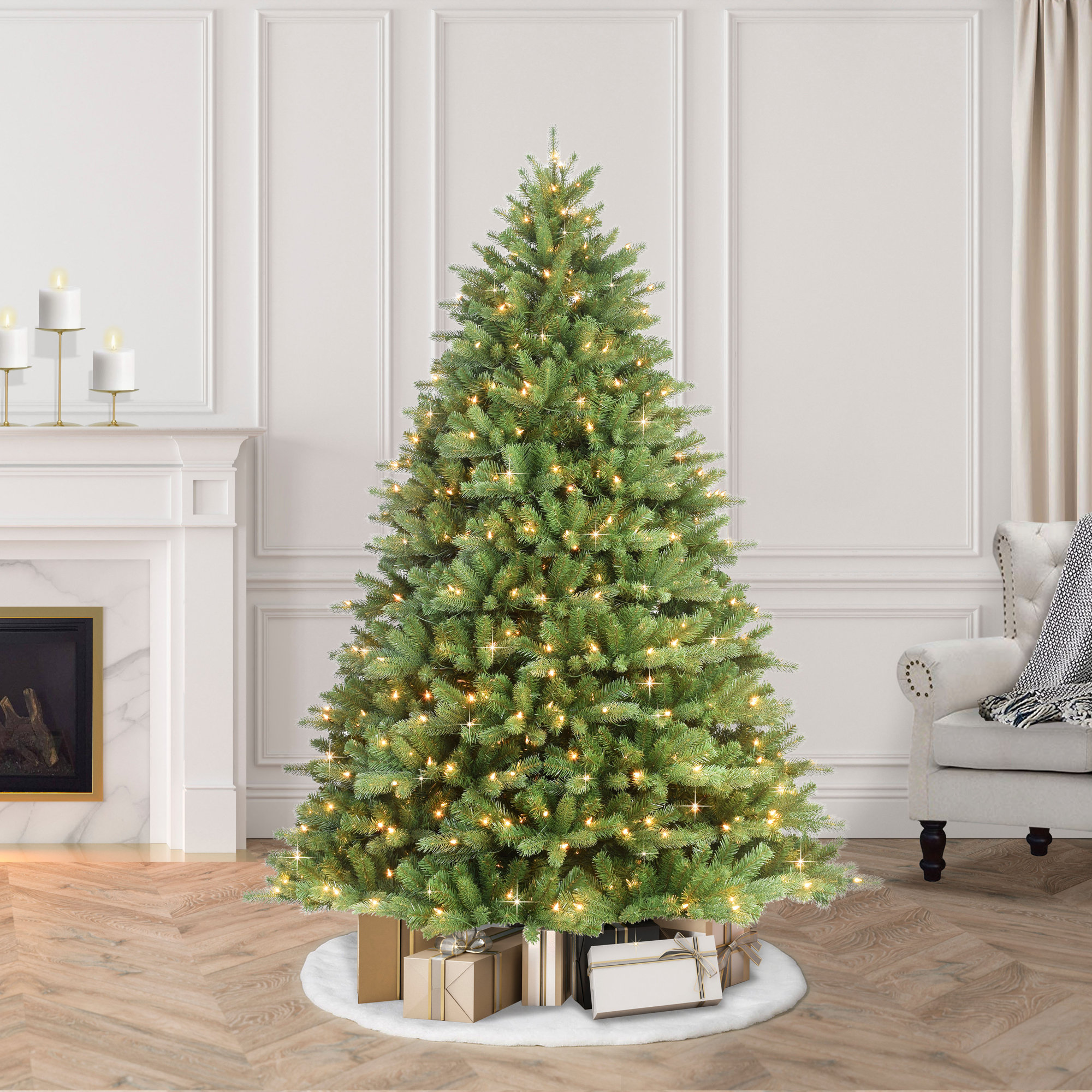 Lighted Artificial Fir Christmas Tree, 6.5' H