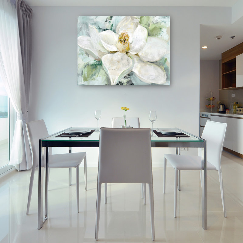 Large White Magnolia Flower Canvas Art for Kids