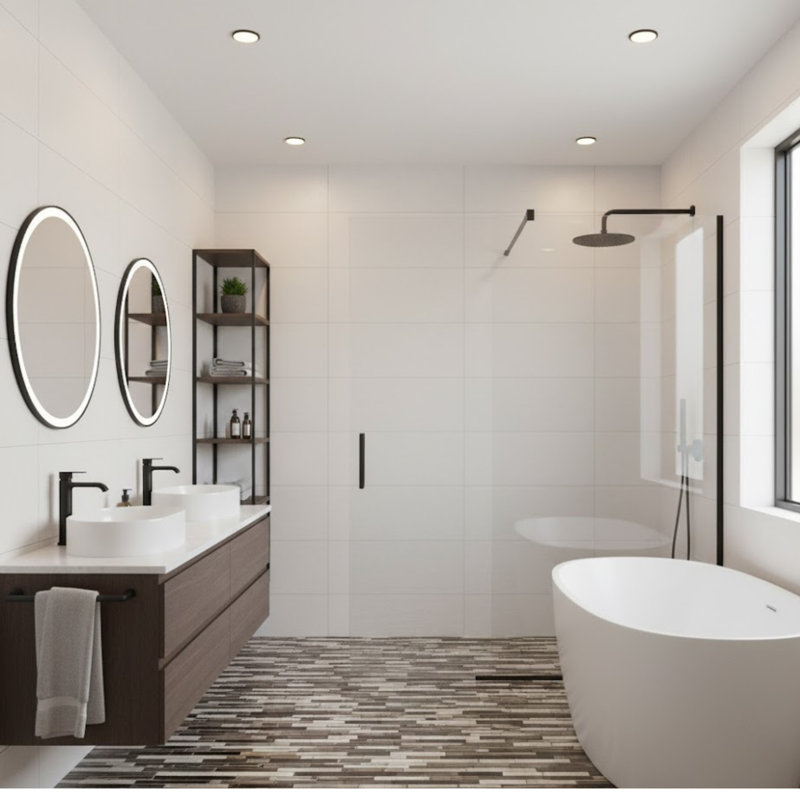 Glacier 12" x 12" Natural Stone/Glass Linear Mosaic Wall & Floor Tile, Latte