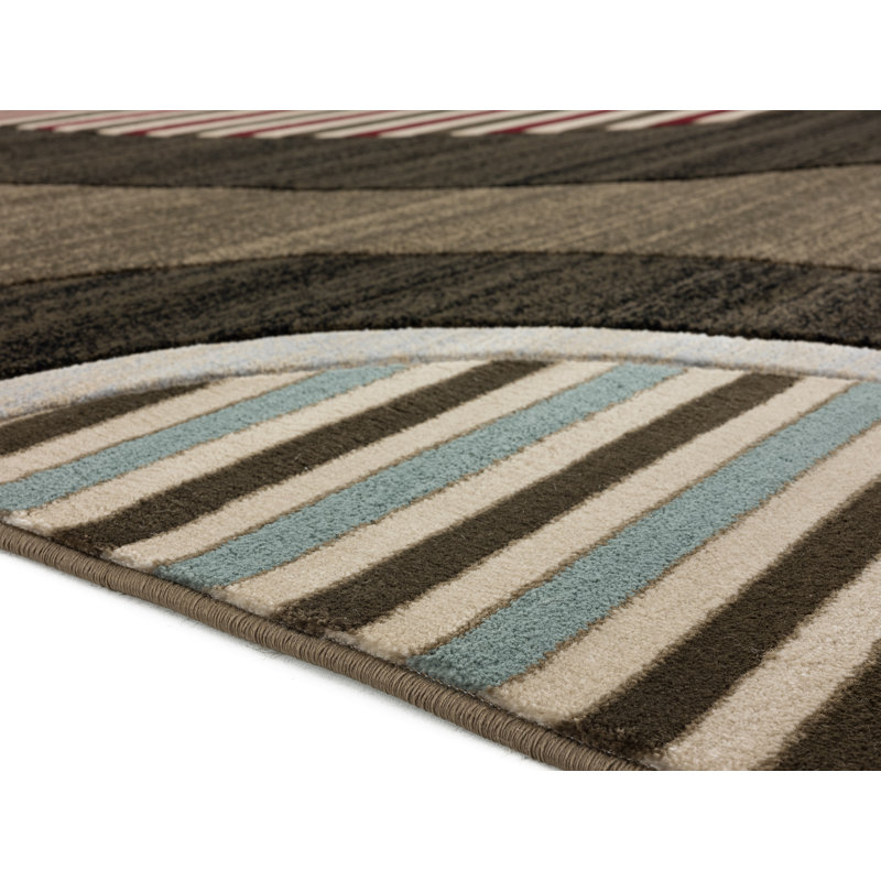 Tapis géométrique brun / beige Anjolie, Rectangle 6 pi 9 po x 9 pi 6 po