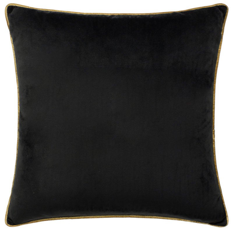 Meridian Square Cushion, Feather, Black/Gold, Square 45cm