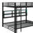 Metal Queen Over Queen Bunk Bed With Cabinets And LED