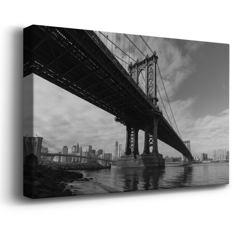 Toile tendue avec châssis Manhattan Bridge Premium - prête à être accrochée, H 40 po x l 60 po