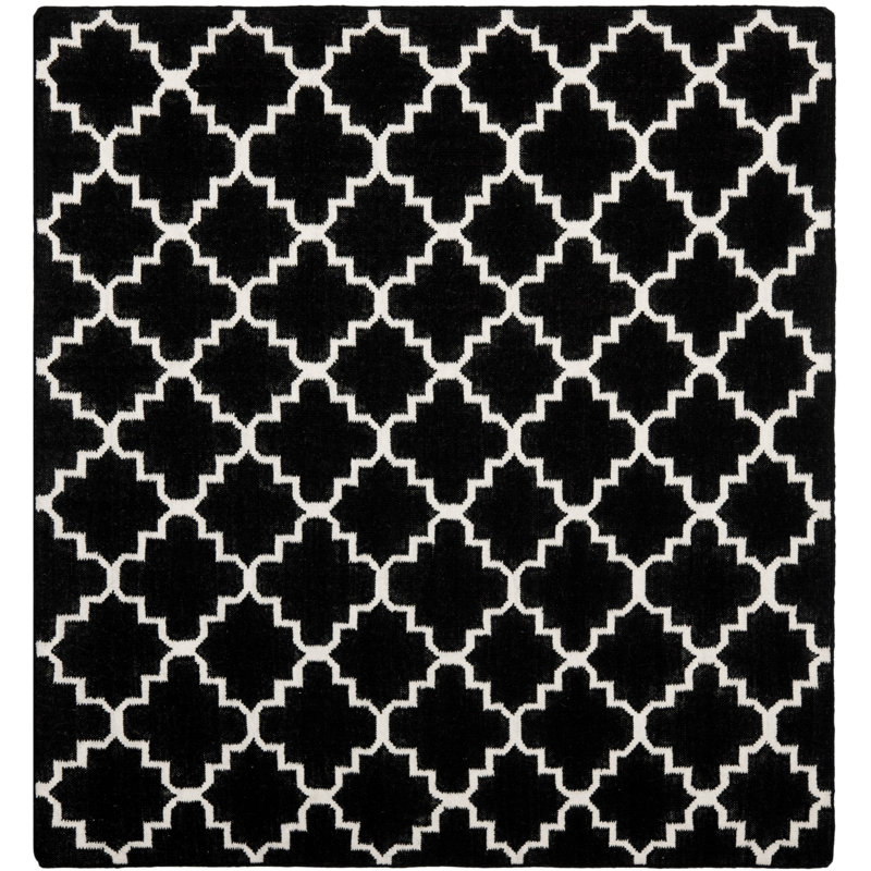 Tapis géométrique tissé à la main 80% laine, 20% coton Rodgers, Carré 6 pi