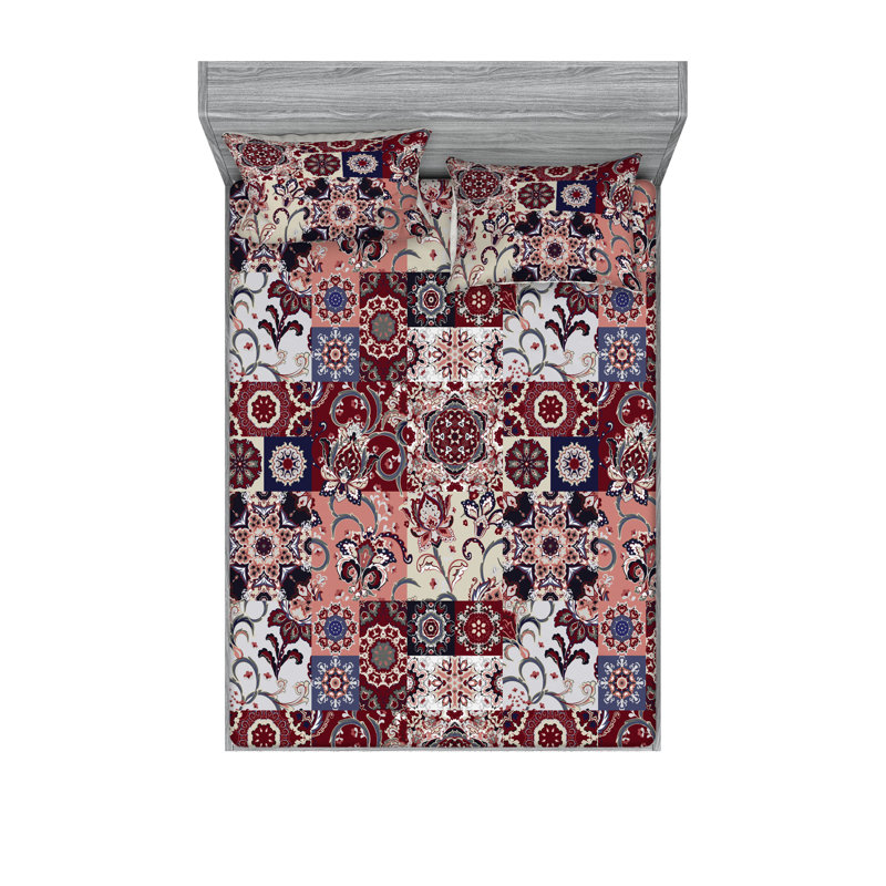 Drap-housse et taies décoratives 3 pièces Ambesonne, Ensemble de draps pour grand lit avec 2 taies d'or