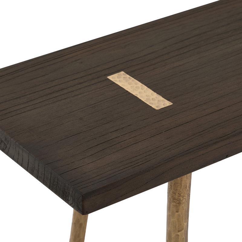 Table de salle à manger en bois massif avec pieds en métal, Café