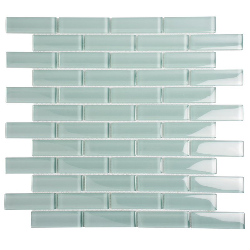 11.9"X 11.9" Polished Glass Brick Tile, Aqua