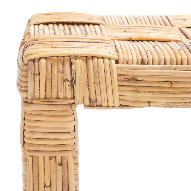 Honey Natural Rattan Console Table with Storage