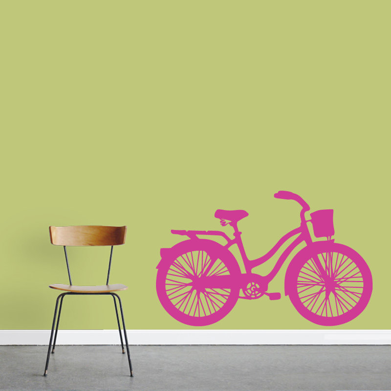 Adhésif décoratif vélo rétro, Rose vif