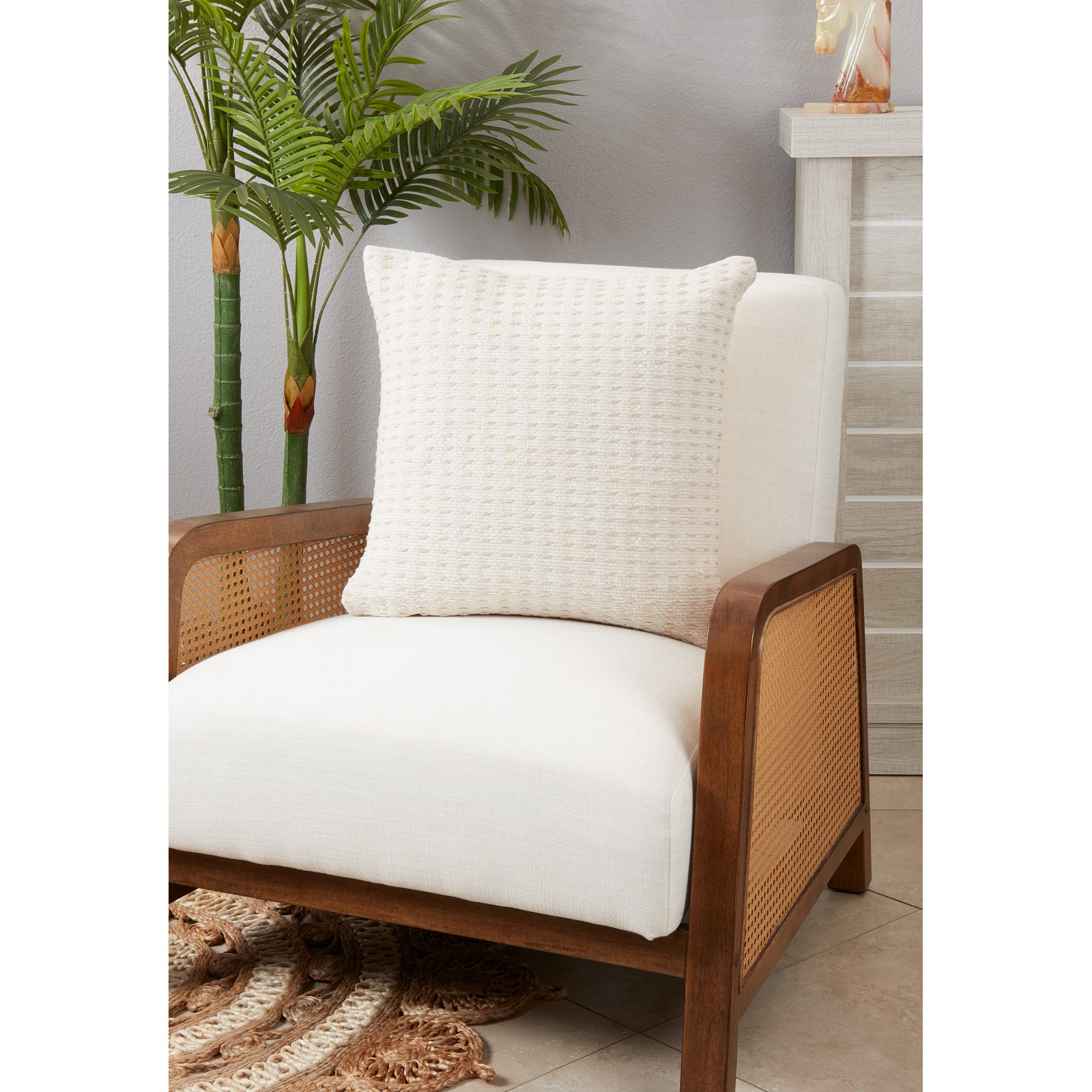 Elya Cotton Throw Pillow, Down Blend, Natural